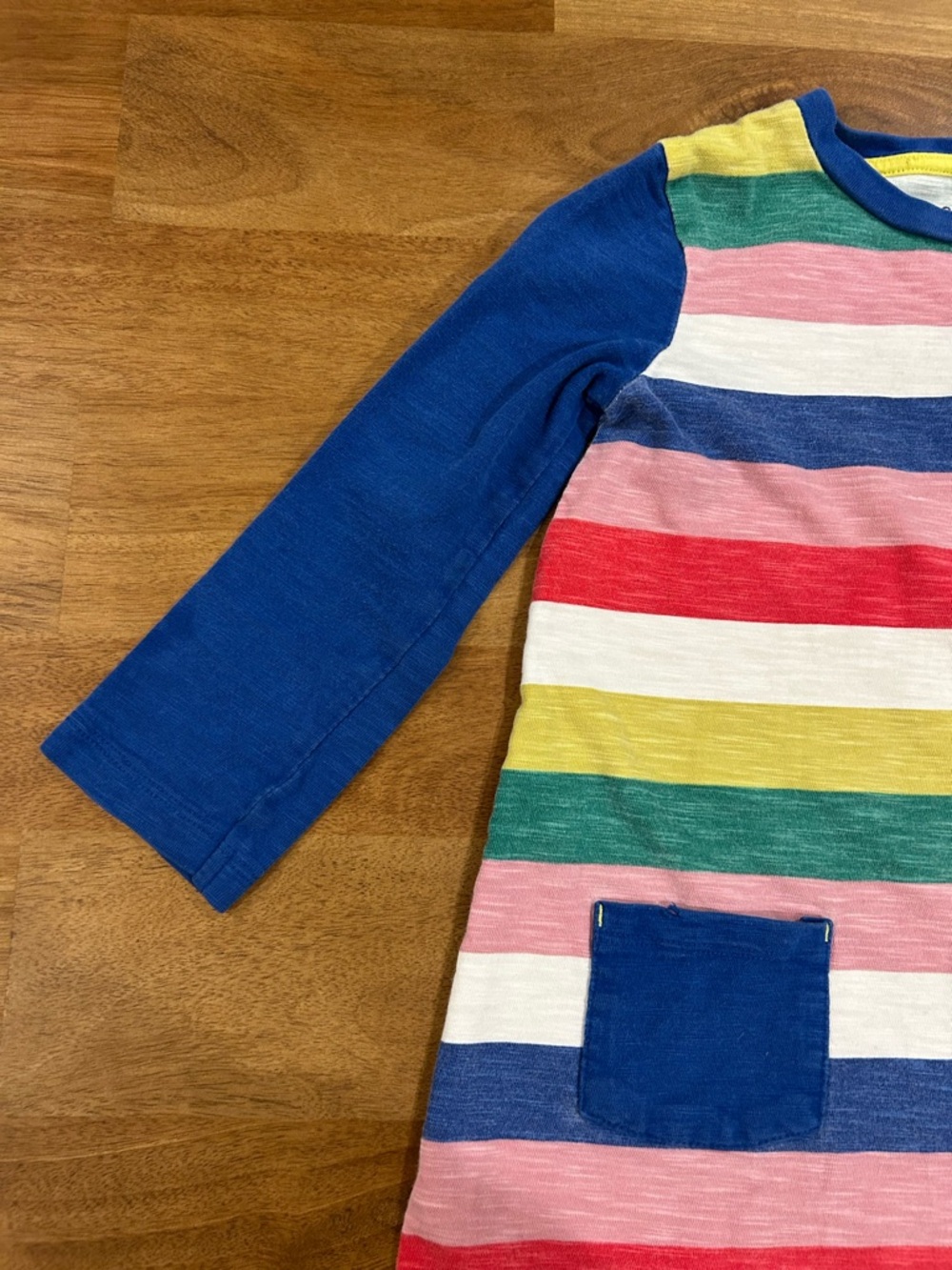 Mini Boden Bold Striped Crewneck Dress with Blue Trim and Sleeves Kids Size 5-6Y - Picture 5 of 10